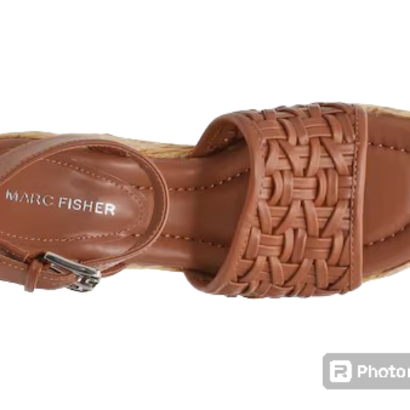 Marc Fisher Gladi Wedge Sandal NIB Sz 10M Color cognac - Picture 2 of 7